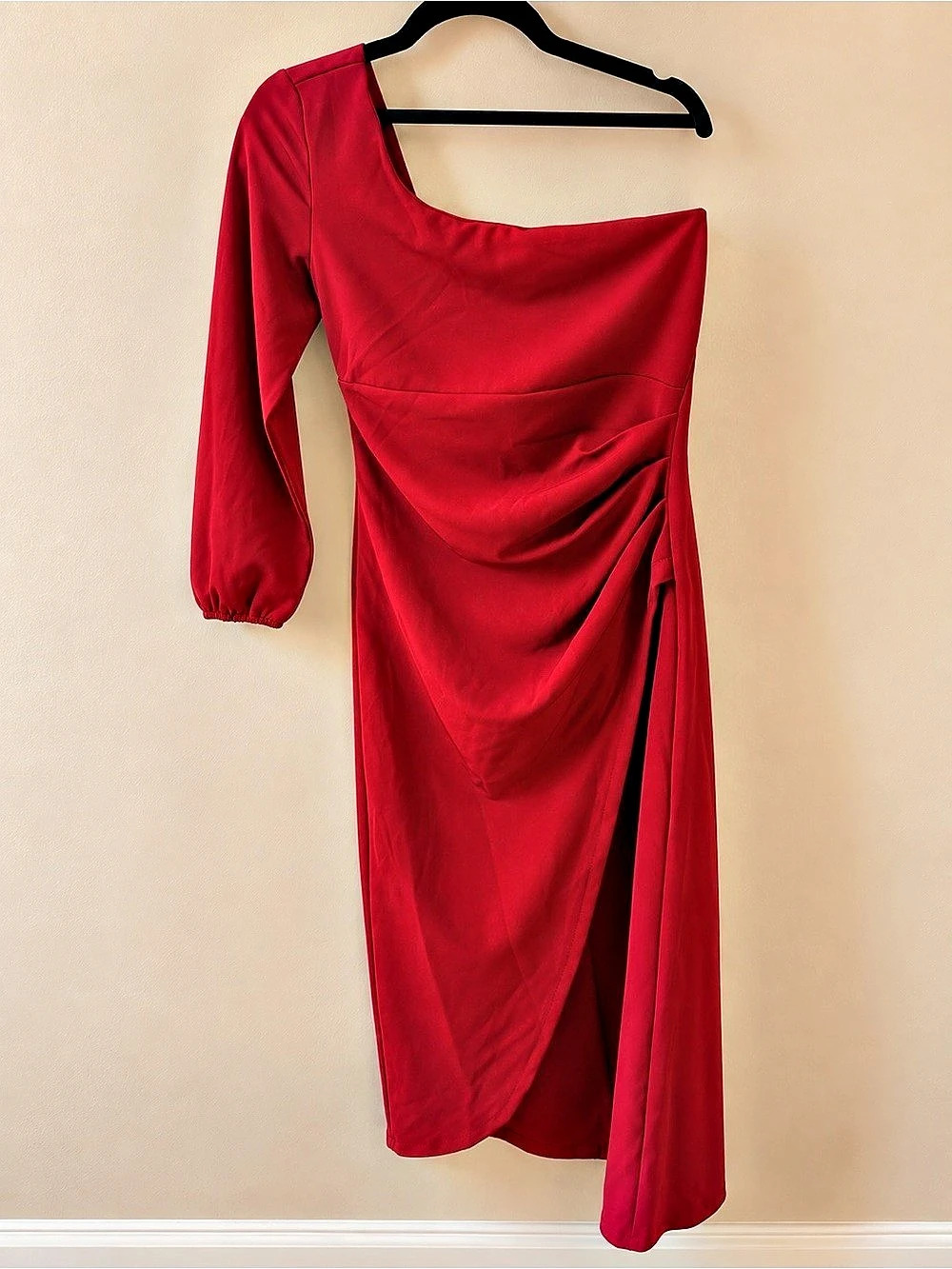 Zesica Women's One Shoulder Long Sleeve Cocktail Dress Sexy High Slit Ruched